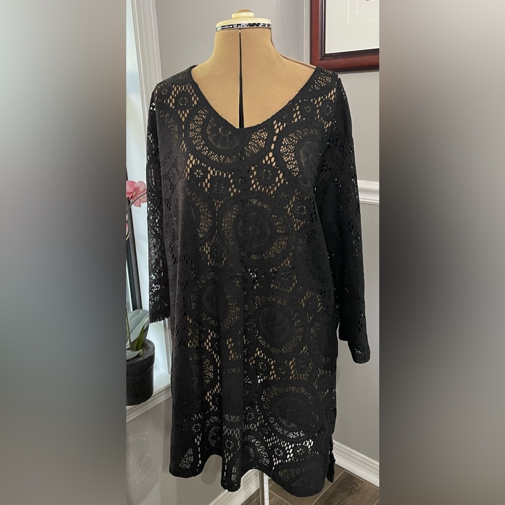Portocruz sz XL Black Lace Dress. Can Double As a Cover.